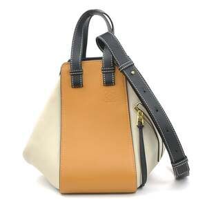 LOEWE Hammock Small Leather Handbag Shoulder Bag in Brown, Greige, Black, and...